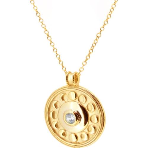 CANNER Real 925 Sterling Silver Necklace For Women Bohemian Hippie Moon Medal Jewelry Charming Pendant Chain 18K Collar Joyero