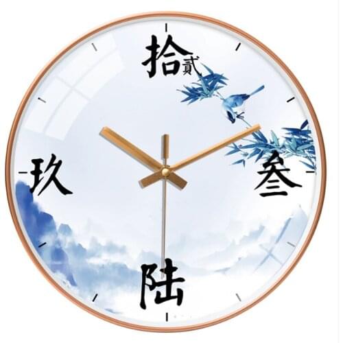 New 12 Inch Chinese Style Silent Clock Simple Personality Wall Clock Modern Design Living Room Clock Retro Wall Charts