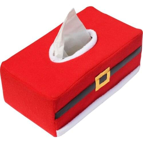 Christmas Style Santa Claus Belt Felt Tissue Box Case Holder (Red)
