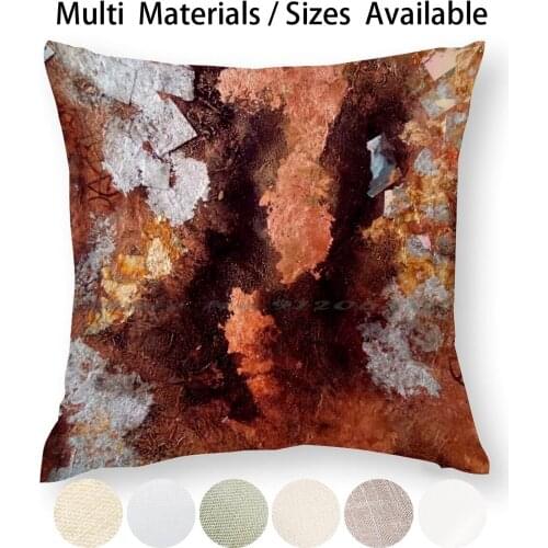 Copper And Silver Pillow Case Throw Pillow Cover Cotton Linen Flax Collage Textured Copper Silver Black Golden Brown Orange