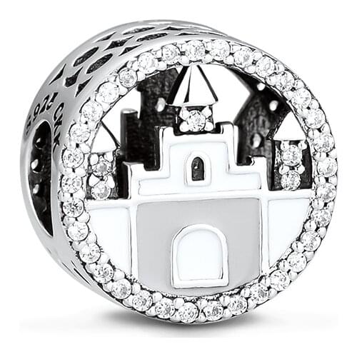 CKK Genuine 925 Sterling Silver Charms Princess Castle Beads Fits Pandora Bracelet Argent DIY Jewelry Making Accessories