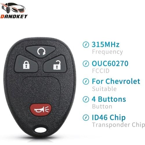Dandkey 315Mhz 4 Buttons Keyless Entry Car Remote Key Fob Transmitter Clicker Alarm OUC60270 For Chevrolet Avalanche Buick GMC
