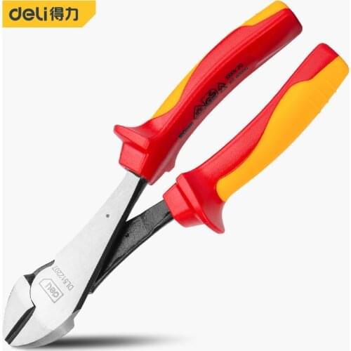 Deli 1000V Insulation Big Head Cutters Diagonal Pliers 7 Inches Labor-saving Pliers For Cutting Hard Soft Wires Cutting Cable