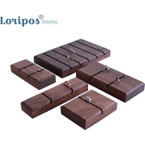 Walnut Solid Wood Slot Ring Groove Board Finger Ring Organizer Storage Rack Jewelry Display Tray Wooden Ring Tray Wood Plate