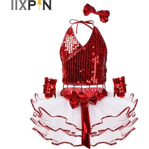 4PCS Kids Girls Jazz Dance Costume Outfit Children Hip-Hop Jazz Modern Street Dancing Clothing Stage Performance Costumes Set