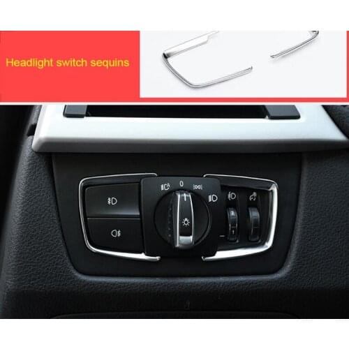 For BMW 2 series Gran tourer F46 218i 220i 2015-2019 ABS headlight switch sequins chrome molding trim 2pcs