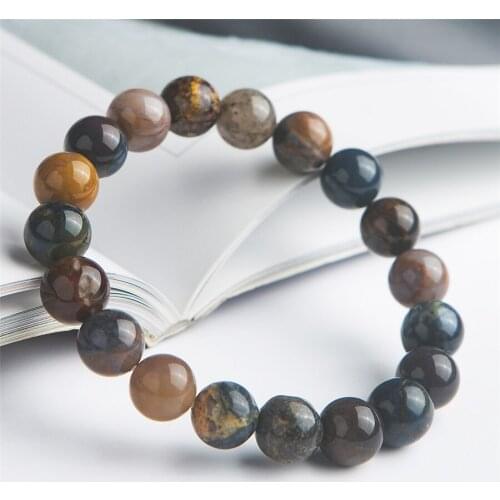 Precious Natural Pietersite Bracelets Woman Man Stretch Crystal Round Beads Bracelet 10mm Drop Shipping
