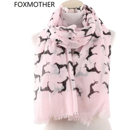 FOXMOTHER New Fashion Scarves Spring Summer Pink White Doberman Dog Animal Printed Scarf For Dog Lover Mom Gifts Dropshipping