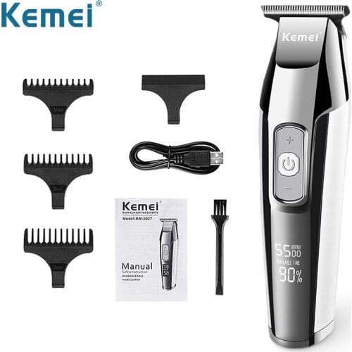 Kemei Hair Cutting Machine Wireless Hair Clipper for Men Electric Haircut Professional Dropshipping LED Display Beard Trimmer