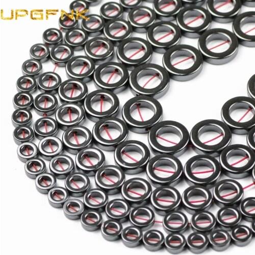 UPGFNK Natural Stone round Black Hematite beads Circle Loose spacer beads For Jewelry making DIY bracelets Pendant Accessories