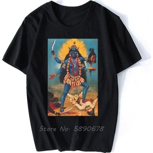 Kali - Hindu T Shirt Kali Krishna Hindu India Buddha God Gold Mythology Religion Men Cotton Tshirt Funny Tees Tops Harajuku