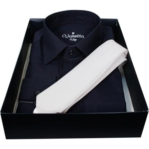 Mens shirt navy blue Shirt long sleeve shirts for men tie set gift for boyfriend set men tuxedo shirt man shirts casual regular