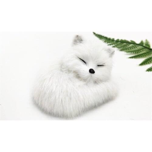 New cute real life sleeping fox model plastic&furs small white fox doll gift about 10cm xf2720