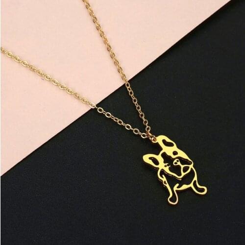 Cxwind Stainless Steel Frenchie Necklaces For Women Man Cute French Bulldog Dog Pendant Necklace Engagement Chain Jewelry
