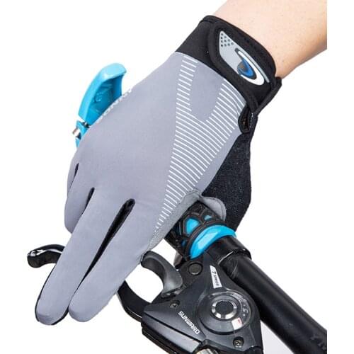 1 Pair Summer Mens Bike Gloves Full Finger Touchscreen MTB Cycling Gloves Breathable Ice Silk Mittens Lightweight Riding Gloves