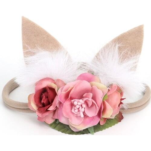 3D Artificial Flower Headband girls Elastic Nylon Ribbon Newborn Hairband Birthday Party Gift princess Headwear Set