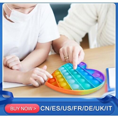 Rainbow Love Push Bubble Sensory Toy Squeezes Reliever Stress Toy Autism Need Squeeze Toy Can Reused And Cleaned For Long Time
