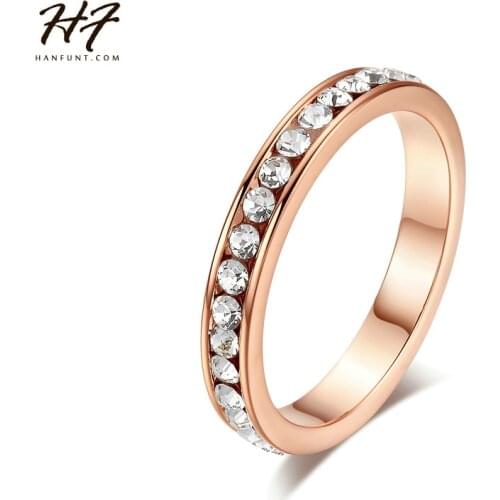 Romantic Crystal Ring Rose Gold Color Made with Genuine Austrian Crystals Full Sizes HotSale R082