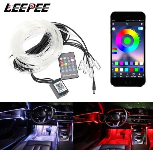 Remote Control Auto Decorative Light Car Atmosphere Lamp Car Interior Light LED Strip Light Flexible EL Wire RGB Ambient Lamp