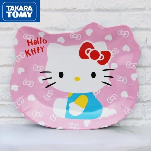 TAKARA TOMY Hello Kitty Cartoon Childrens Dinner Plate Student Plate Kindergarten Melamine Tableware Drop Resistance