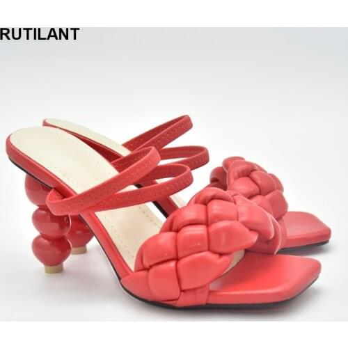 Latest Nigerian Shoes Large Size Women Shoes Slipper High Heels Comfortable High Pumps with Rhinestone Fashion Design Pumps