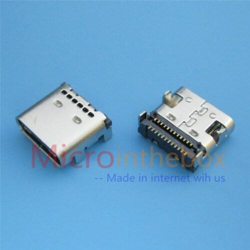 USB Connector Type C 24P Female Type USB 3.1 Horizontal SMD 2*12 Pin With buckle, welded plate, 4 fixed feet, double edge