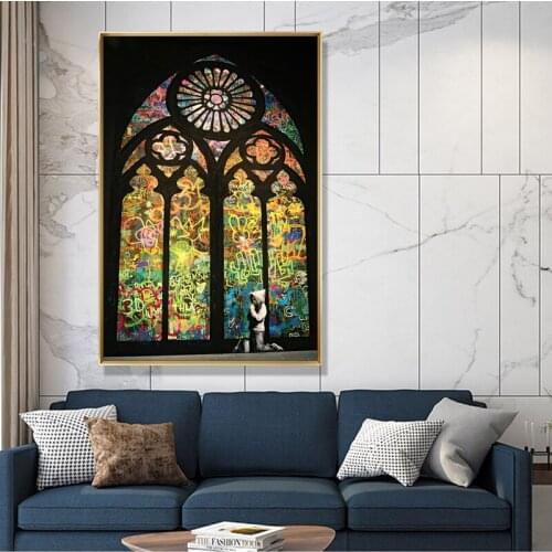 Stained Glass Church Window Art Canvas Painting Graffiti Street Wall Art Poster Print Modern Cuadros Picture Living Room Decor
