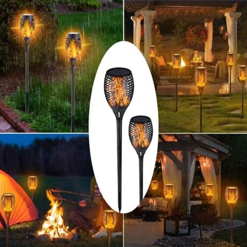Ip65 waterproof outdoor lawn fence pathway 33 led solar torch light flashing flashing flame garden