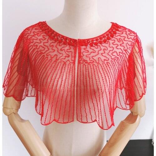 Womens 1920s Mesh Sequin Wedding Cape Evening Shawl Wrap Roaring 20s Beaded Cape Fringed Gatsby Flapper Dress Accessories