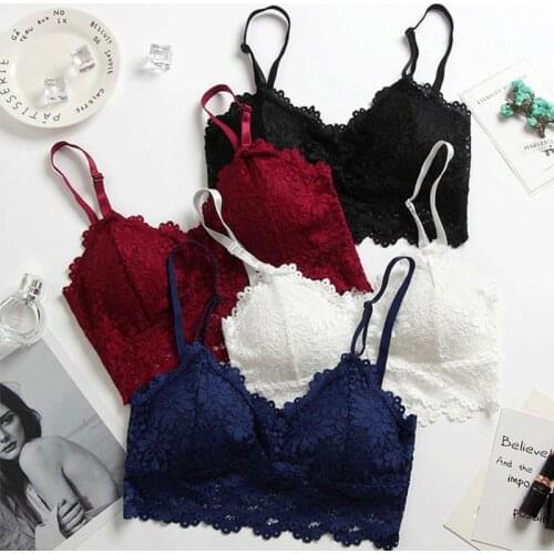 Women Lace Tops Bra 2020 Fashion Seamless Padded Bras Adjust Straps Bra