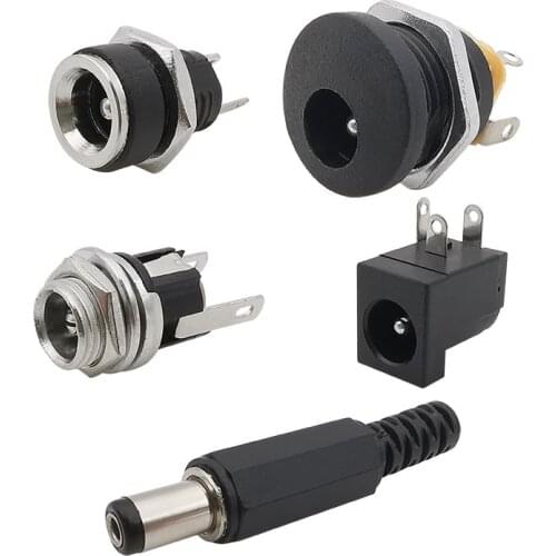 10Pcs DC 5.5x2.1mm DC Power Socket Jack Plug Connector 5.5*2.1mm DC-022 DC-025M DC-005 DC-022B DC Power Outlet Jack Plug Adapter