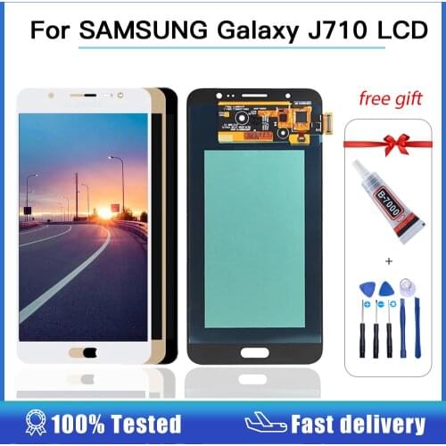 100% Tested Amoled For Samsung J7 2016 J710 J710F J710M J710H J710FN display screen touch digitizer assembly J710 LCD Display