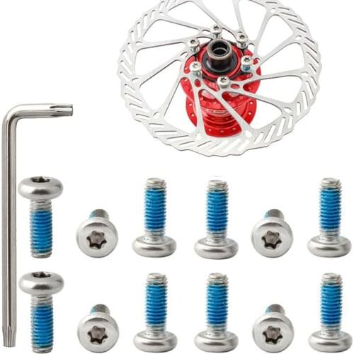 12Pcs Bicycle Disc Brake Rotor Screw Bolts M5 x 10mm MTB Bike Components T25 Key Bicycle Brake Screws