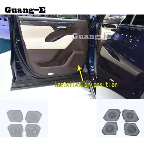 For Toyota Highlander 2020 2021 2022 Car Door Inside Audio Speak Trumpet Sound Cover Ring Circle Trim Sticker Frame Parts 4pcs