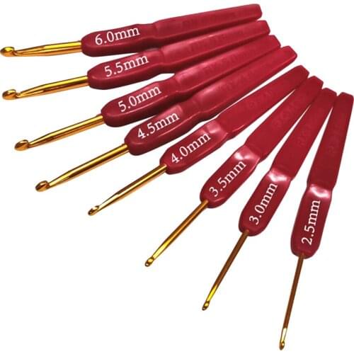 8pcs/set Plastic Handle Crochet Hooks 2.5-6mm Aluminum Knitting Needles Set Weave Craft Yarn Knitting Needles DIY Sewing Tools