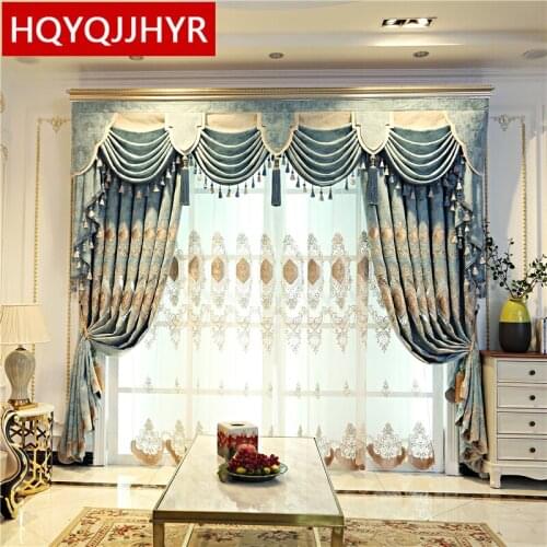 American Green luxury villa embroidered blackout curtains for living room windows with high quality Voile Curtain for bedroom