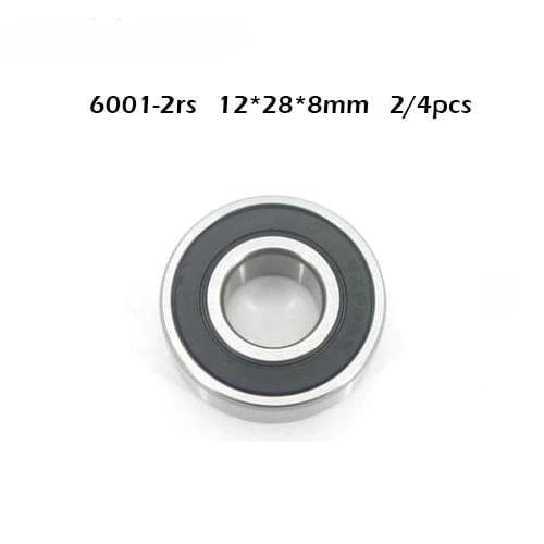 Free shipping 2/4PCS 6001 6001rs 6001RS 6001-2RS Deep Groove Ball Bearing 12X28X8mm Ball Bearing
