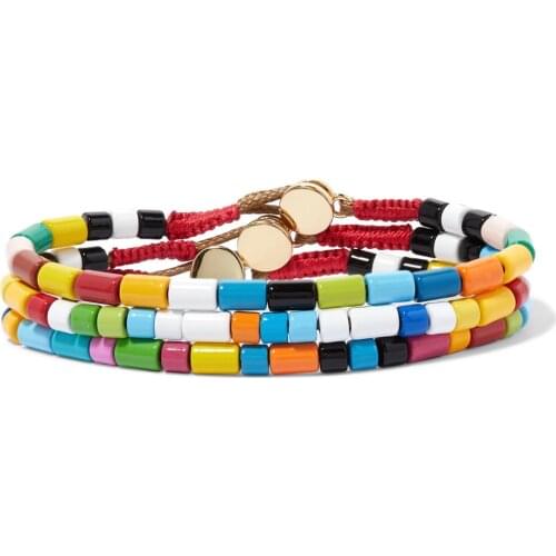 Bohemian boho vsco girl GILDED U-TUBE beads BRACELET homme colorful Rainbow enamel bracelets elastic stretch men women bracelet