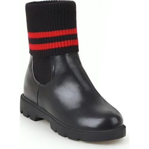 Big Size Round head color matching boots boots women shoes ankle boots for women ladies boots shoes woman winter