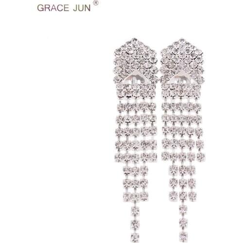 GRACE JUN New Clip on Earrings for Women Party Prom Fashion Without Pierced Earrings Needn't Ear Hole Earrings Bijoutere Gift