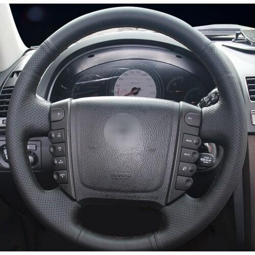 Handsewing Black Artificial Leather Steering Wheel Covers for Ssangyong Rexton Rexton W Rodius