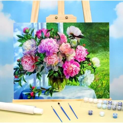 Flowers Paint By Numbers Kit Oil Paints 40*50 Painting On Canvas Home Decoration Crafts For Adults Wholesale Handicraft Art