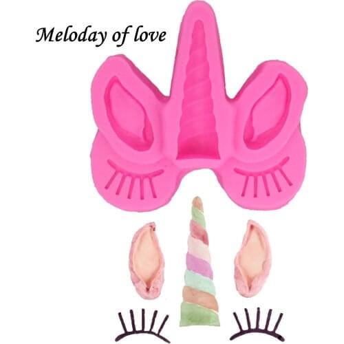 Unicorn Ear Eye baby Birthday Cake Decorating Tools Silicone Mold Fondant Mould Gumpaste Sugarcraft Kitchen Accessories T1309