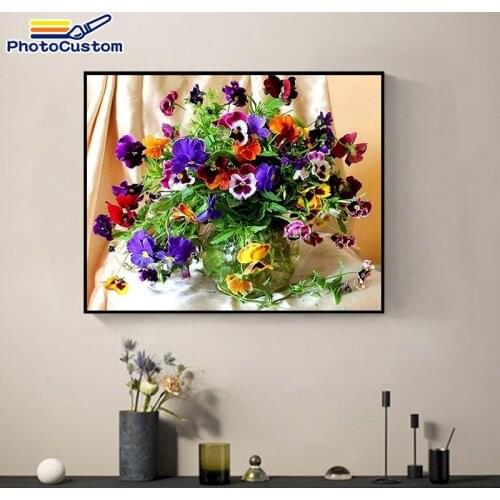 PhotoCustom Pictures By Number Purper Flowers Kits Home Decor Painting By Number Landscape Drawing On Canvas HandPainted Art Gif