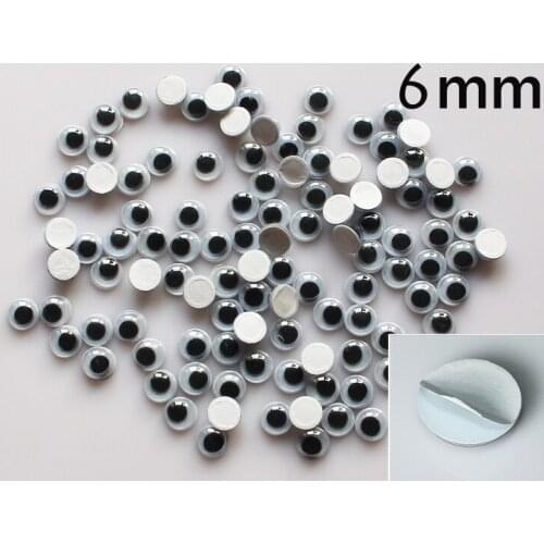 Hot sale 6mm Plastic eye with self-adhesiveWiggle Eyes forDoll Toy diy 10000pcs/lot