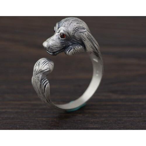 S990 sterling silver zodiac dogs antique craft female models cute kawaii puppy silver ring