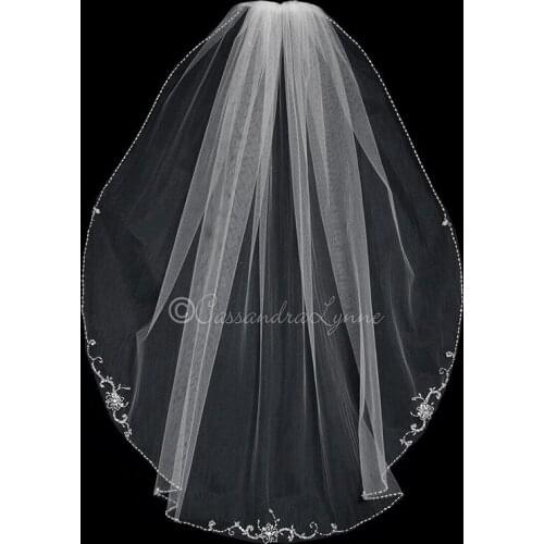 Short 1T Wedding Veils With Comb Beading Edge Soft Tulle Custom Made Short Bridal Veil