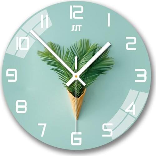 Round glass wall clock fashion creative watch living room simple modern clock popular
