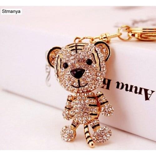 Hot Men Lovely Tiger Car Top Quality Metal Keychain Bag Charm Accessories New Women Best Couple Gift Jewelry K1902
