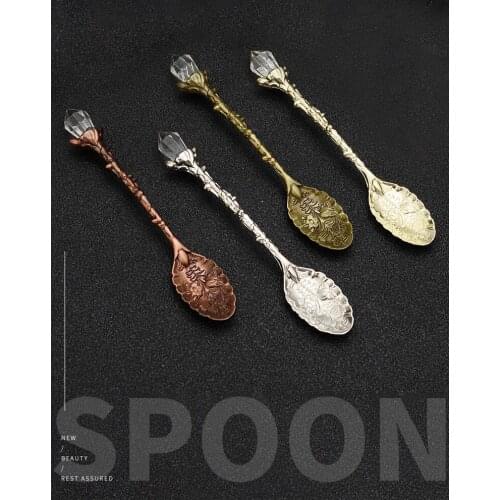 Witch Herbal Spoon Altar Supplies Retro Carved Crystal Head Coffee Ice Cream Spoon